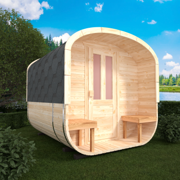 Fasssauna / Gartensauna / Banja / Quadro 2,4 m mit Balkon